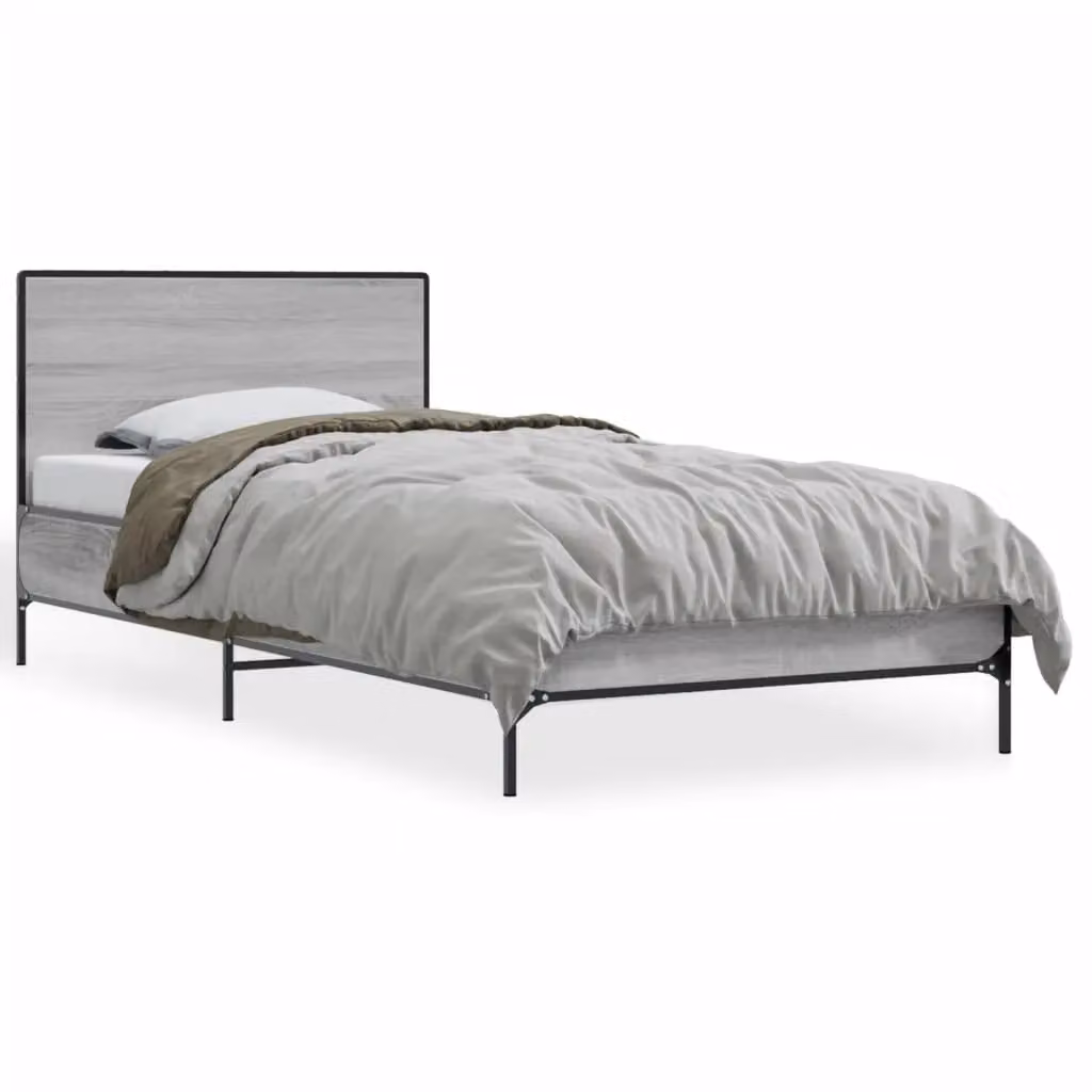 Berkfield Home Sonoma Small Single Bed Frame in Grey, W: 75 cm, L: 190 cm – 2