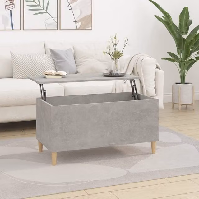 Berkfield Home Modern Rectangular Coffee Table in Grey, W/D/H: 90 x 44.5 x 45 cm
