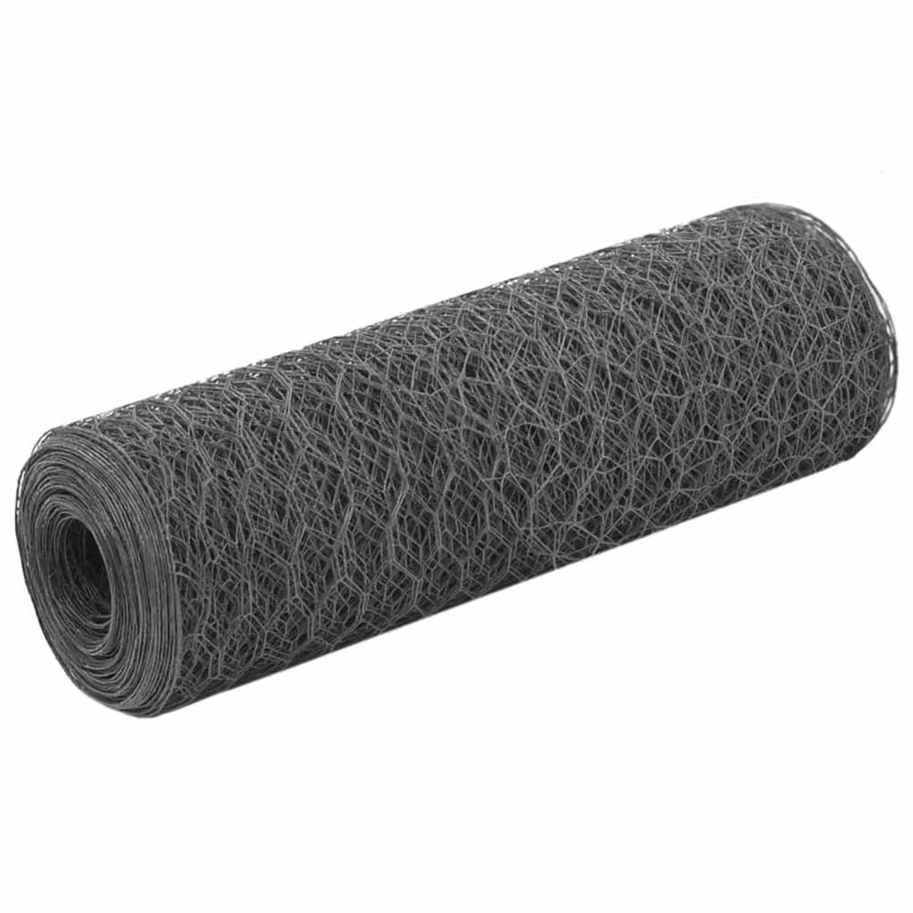 Berkfield Home Grey PVC Coated Steel Chicken Wire Fence, 25 x 0.5 m – 2