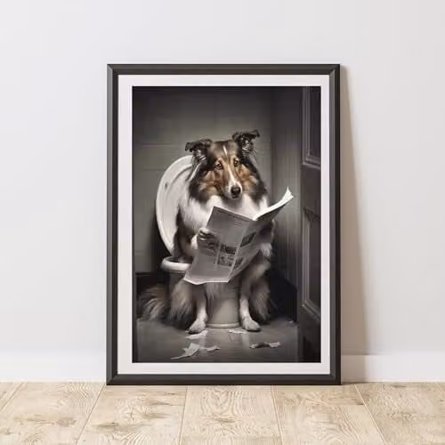 60 Second Makeover Collie On The Toilet Paper Poster, Multicolour, H 29.7 cm x W 21.0 cm