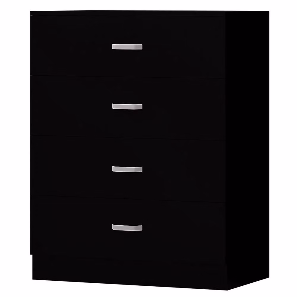Havendro Matt Black 4 Drawer Chest Sideboard with Curved Metal Handles – 2