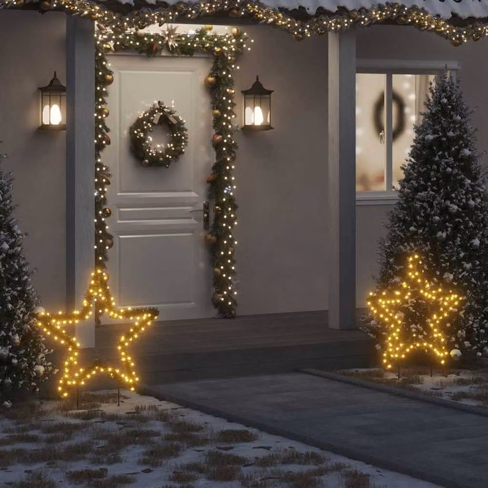 Berkfield Home Green Star Christmas Light Decoration with Spikes and 115 LEDs, Height: 85 cm – 2
