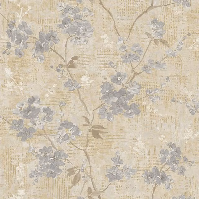 Arthouse Anethe Blossom Floral Botanical Textured Wallpaper in Grey