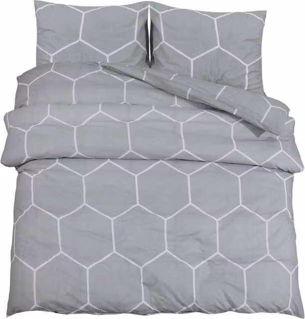 Berkfield Home Grey Cotton Duvet Cover and Pillowcase Set, 200 x 200 cm
