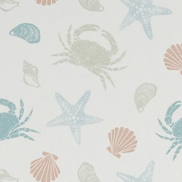 Clarke & Clarke Offshore Nautical Graphic Cotton Fabric Panel in Multicolour Pastel
