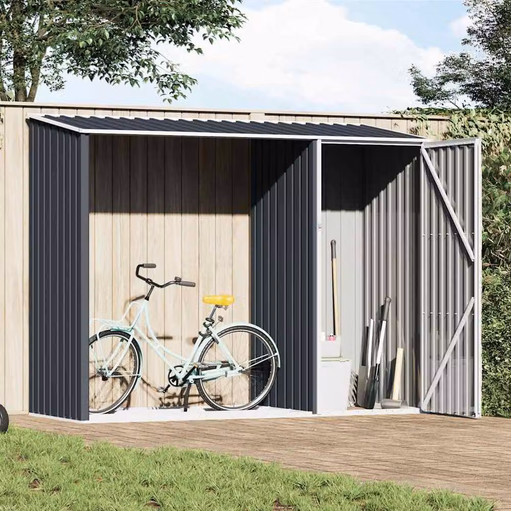 Berkfield Home Garden Modern Firewood Shed in Anthracite Galvanised Steel, W/D/H: 245 x 98 x 159 cm – 2