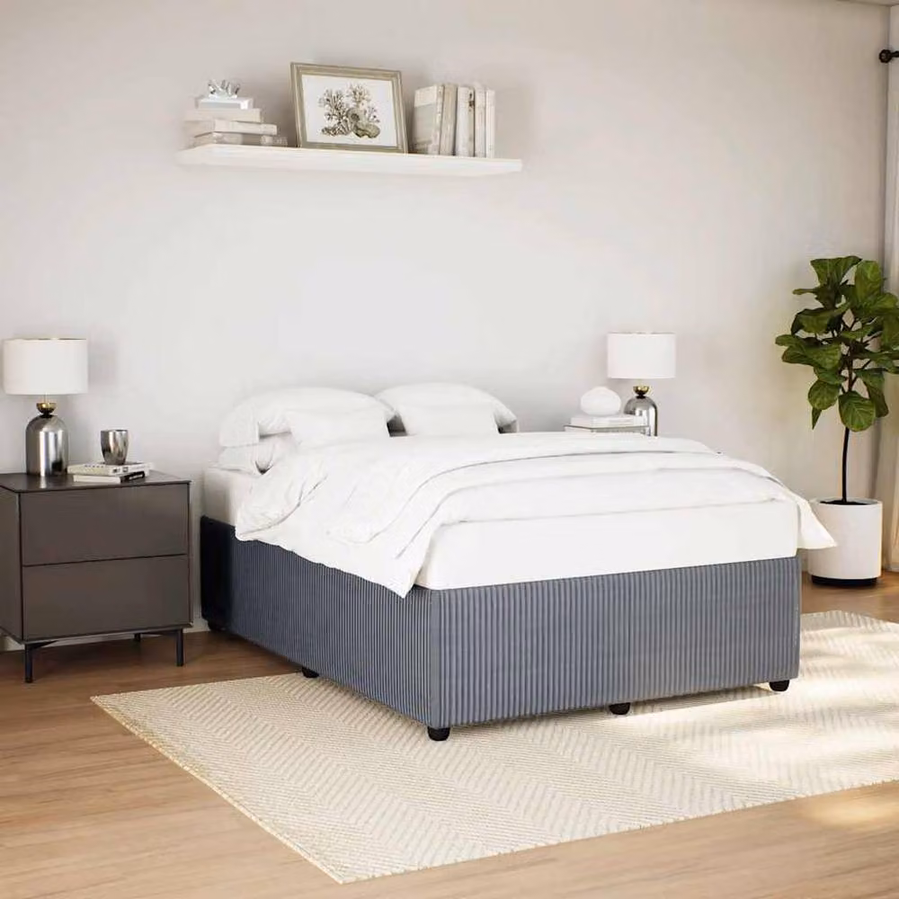Berkfield Home Double Velvet Upholstered Bed Frame in Dark Grey, W/D/H: 140 x 200 x 135 cm – 2
