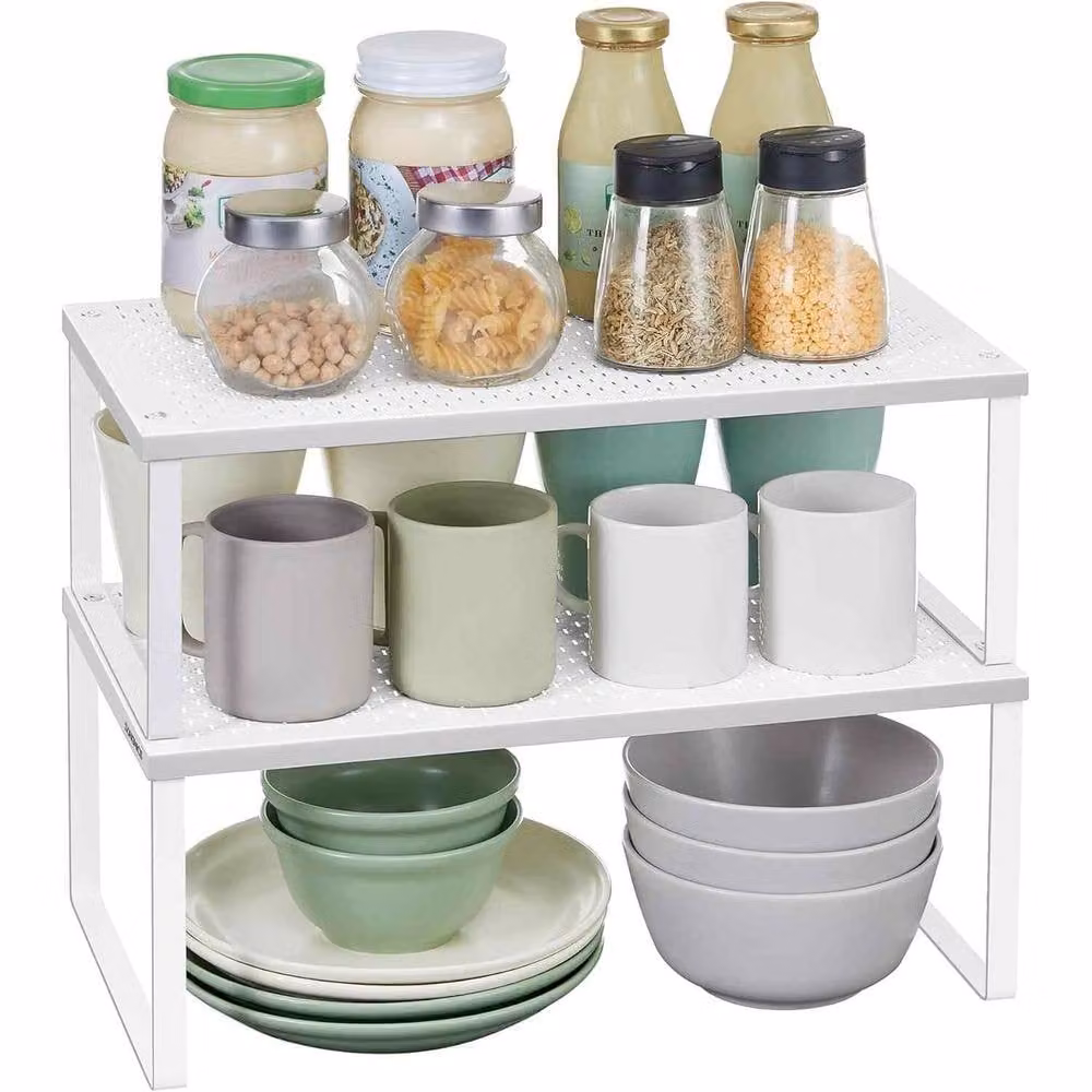 The Bazaarist Set of 2 Expandable Metal Spice Racks in White – 1