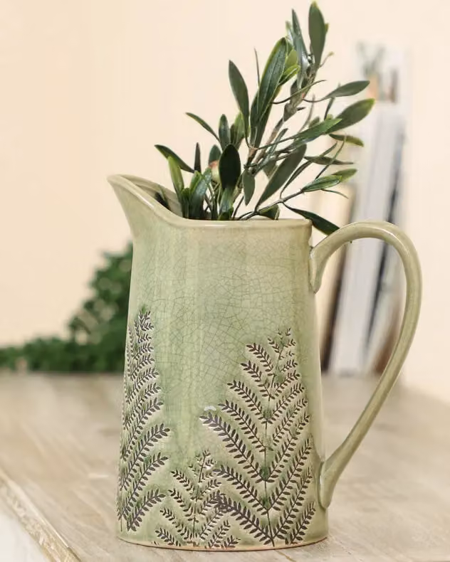 Dibor Sage Green Ceramic Pitcher Jug Flower Vase for Tabletop Decor – 2