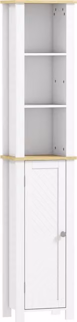 kleankin Slim White Bathroom Storage Unit with Open Compartment and Adjustable Shelves, W/D/H: 34 x 23 x 165 cm