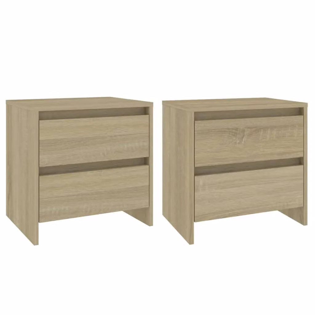 Berkfield Home Set of 2 Sonoma Oak Bedside Cabinets in Brown, W/D/H: 45 x 34.5 x 44.5 cm – 1