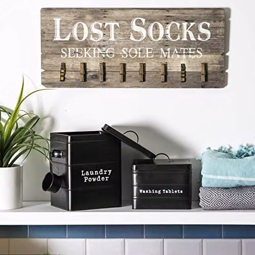 Harbour Housewares 2 Piece Vintage Metal Utility Canister Storage Set in Black – 4