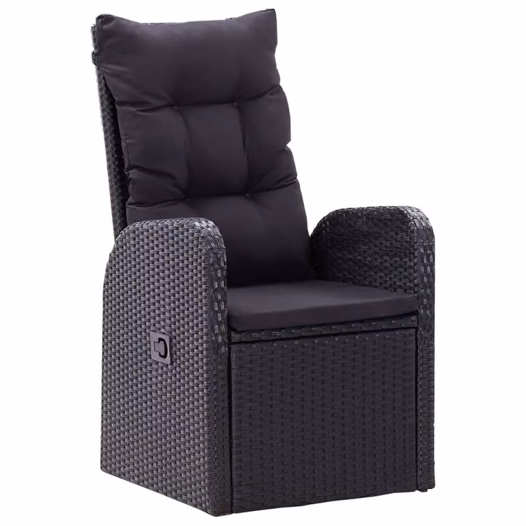 Berkfield Home Beautiful 5 Piece Garden Dining Set with Cushions in Black Poly Rattan