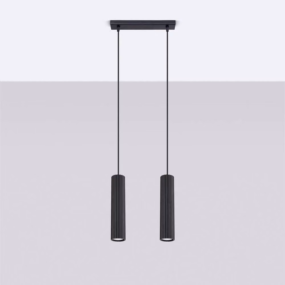 Sollux Lighting Karbon minimalist LED pendant lamp in black, W/D/H: 90 x 30 x 6.5 cm – 2