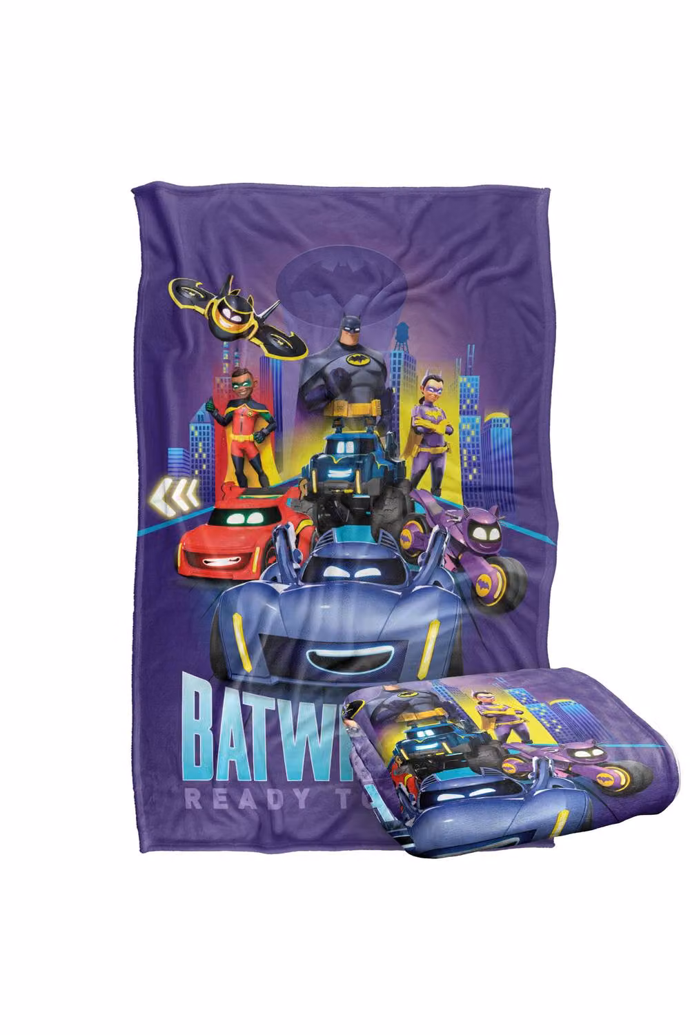 Warner Bros. Batwheels Bam Coming At You Silky Touch Super Soft Fluffy Polyester Throw Blanket for Children, Multicolour, Large – 2