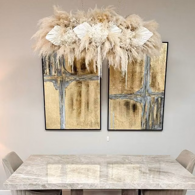 Modish Furnishing Abstract Gold and Grey Canvas Wall Art in a Black Frame – 1