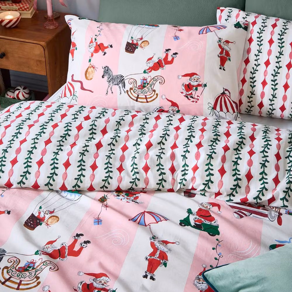 Riva Home Christmas Reversible Striped Duvet Cover Set in Pink, W/D/H: 200 x 200 cm – 2