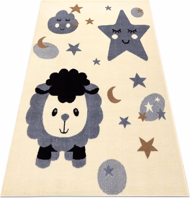 RugsX Flash Rectangular Kids Motif Rug in Yellow and Multicolour, W: 160 cm, L: 220 cm