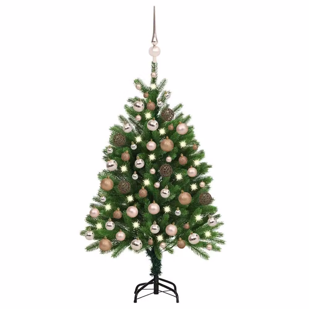 Berkfield Home Beautiful Pre-lit Artificial Christmas Tree with Green and Gold Ball Set, Height: 120 cm – 2