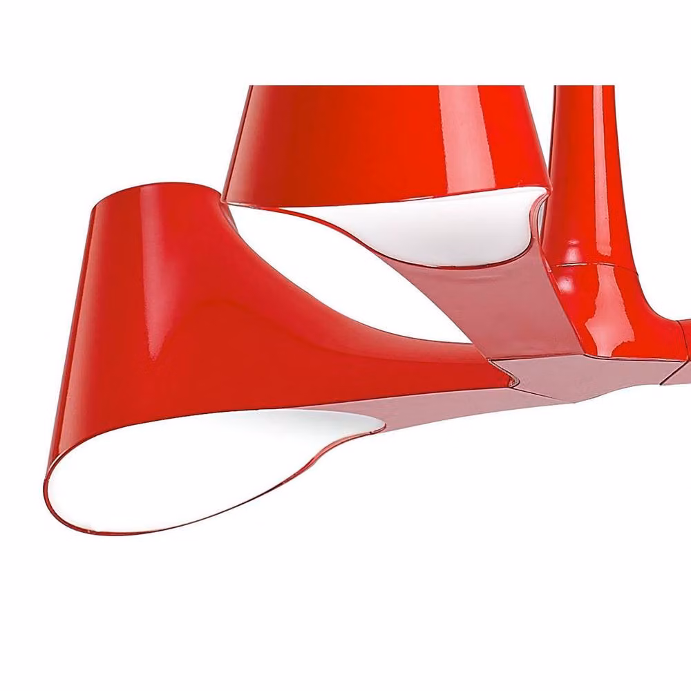 Netlighting Ora Telescopic Convertible Semi Flush 3 Light E27 Ceiling Lamp in Red and Chrome – 3