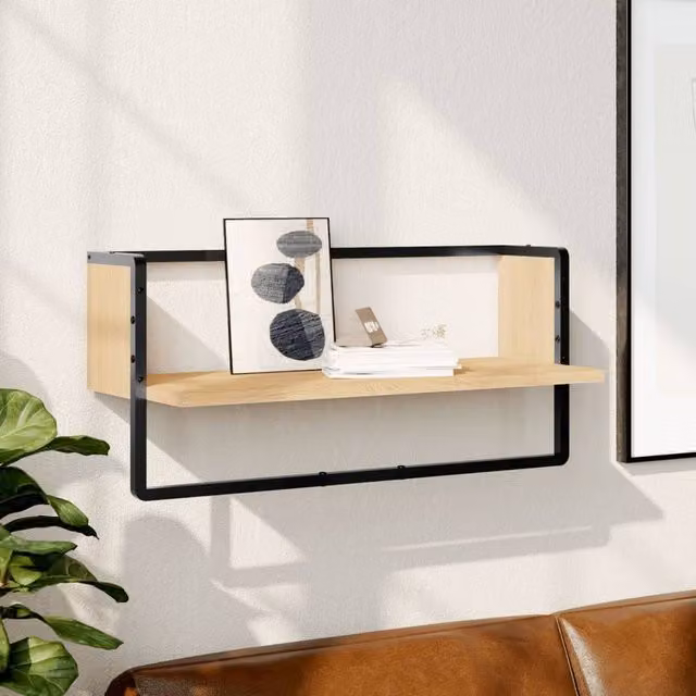Berkfield Home Wall Shelf with Bar in Sonoma Oak Brown, W: 65 cm, D: 25 cm, H: 30 cm