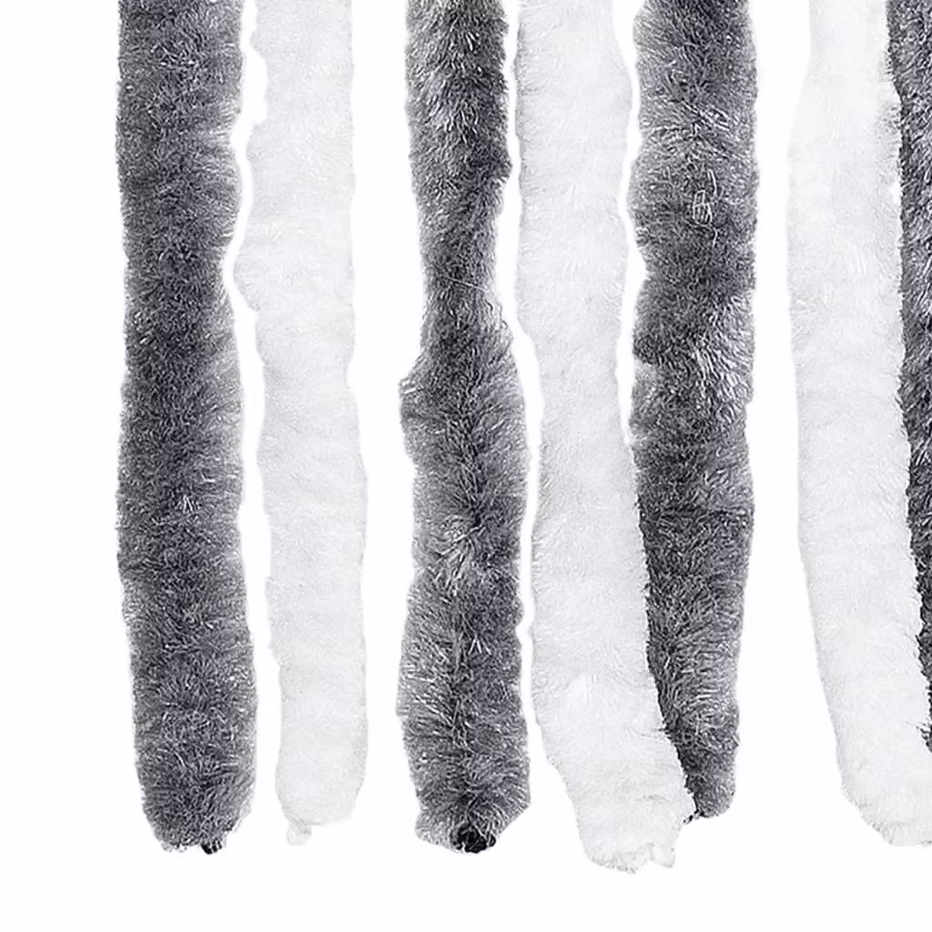 Berkfield Home Grey and White Striped Chenille Insect Curtain, W/H: 118 x 220 cm – 3
