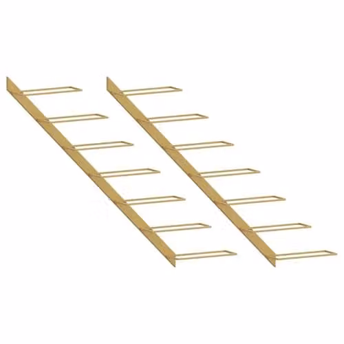 vidaXL Set of 2 Modern Wall-mounted Wine Racks, Gold Matt Metal, Holds 7 Bottles – 1