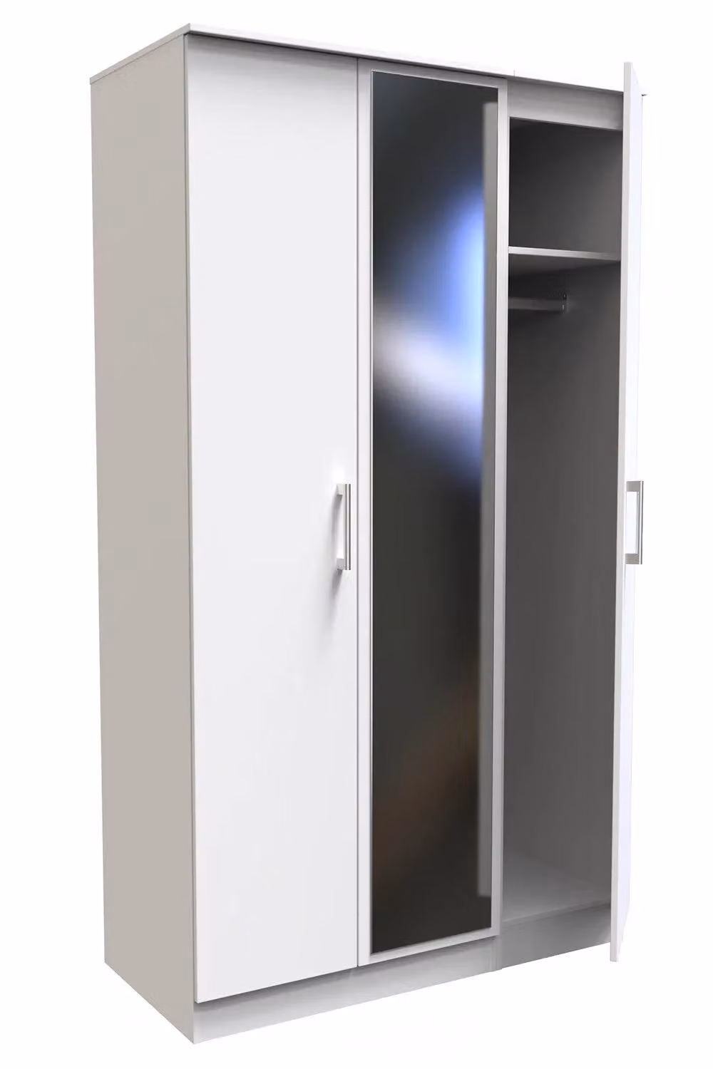 Ready Assembled 2 U Cornwall Triple Mirror Wardrobe in White – 2