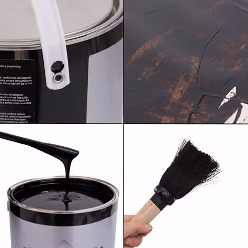 Novecrafto Black Solvent Based Bitumen Paint 5L with Brush for Waterproofing Metal and Outdoor Surfaces – 8