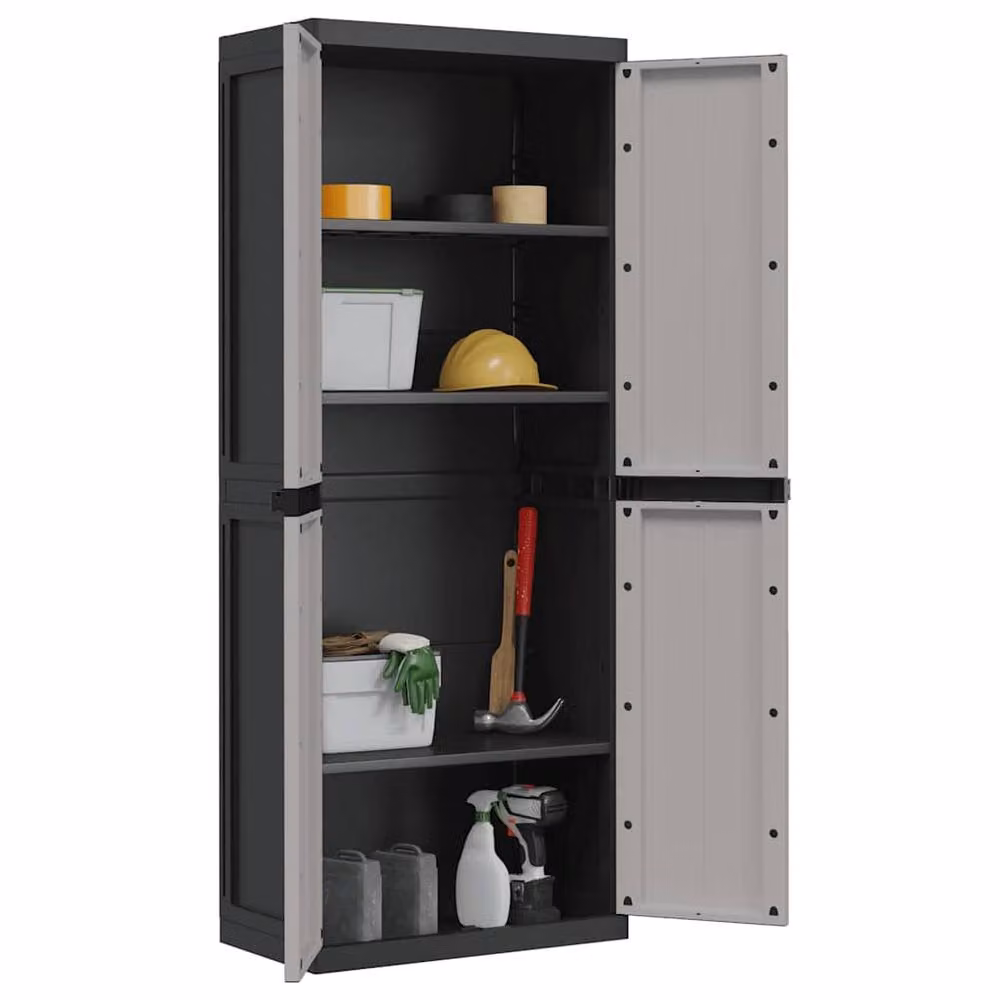 Berkfield Home Outdoor Storage Cabinet in Grey and Black, W: 65 cm, D: 37 cm, H: 165 cm – 3
