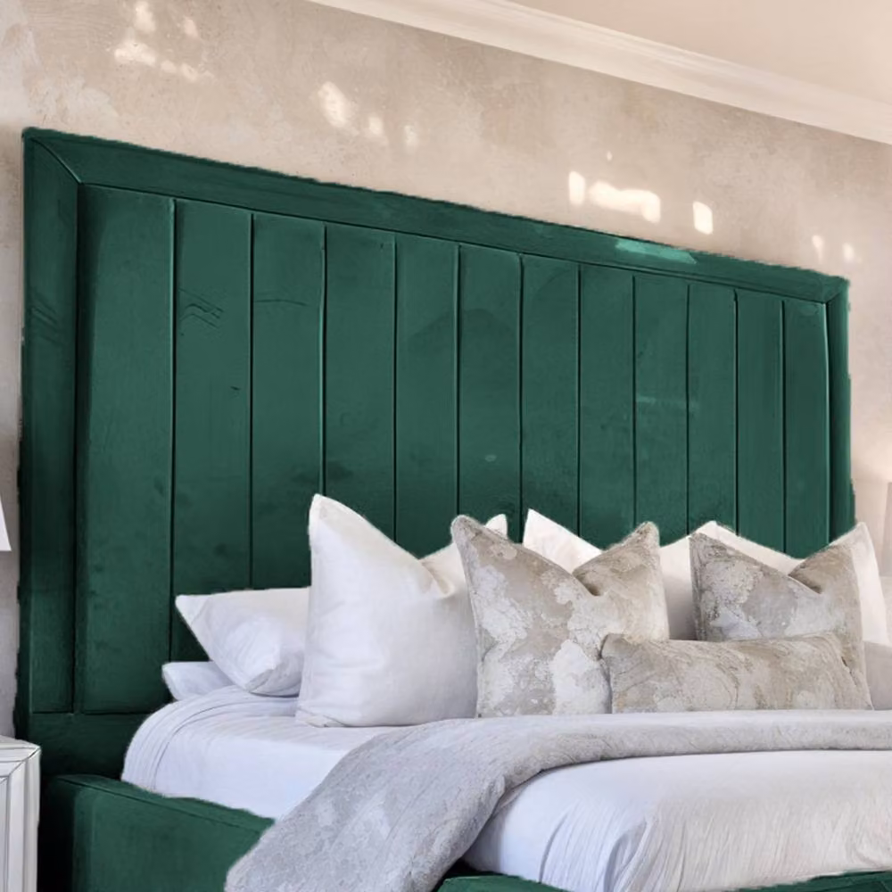 UK Bed Furniture Geneva Ottoman Gas Lift Upholstered Velvet Bed in Green, W/D: 90 x 190 cm – 2
