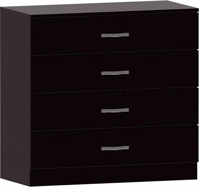 Havendro 4 Drawer Black Chest of Drawers with Metal Handles and Runners