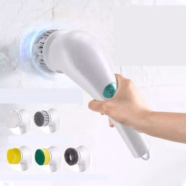 VOGREX 5 in 1 Handheld Electric Spin Scrubber Cleaning Brush in White