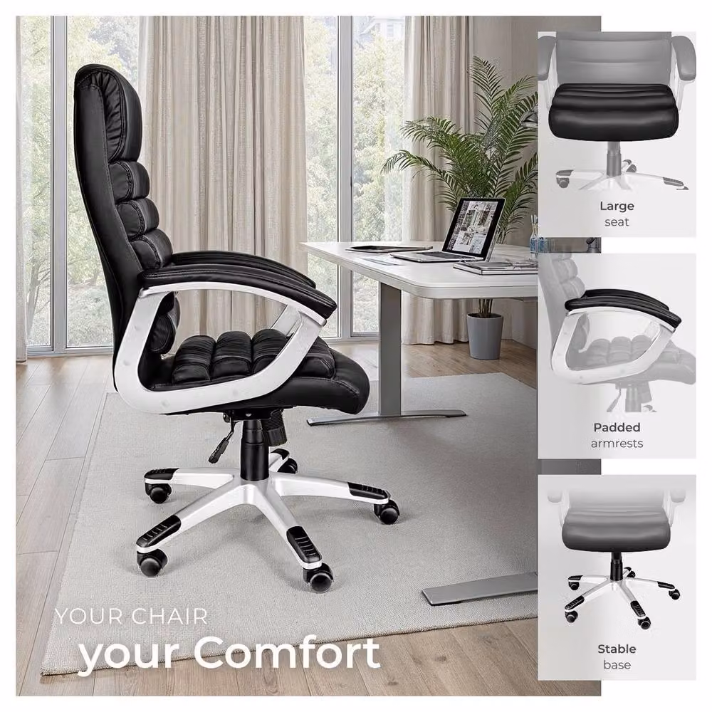 tectake Paul Black Executive Office Chair with Synthetic Leather and Armrests – 7