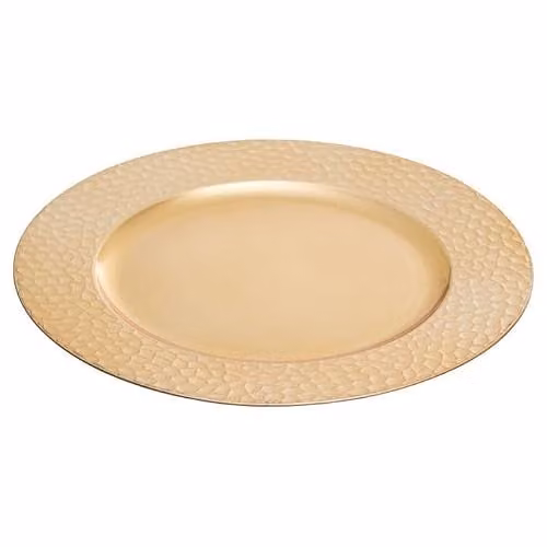 Orsina Gold Minimalist Hammered Rim Melamine Dinner Plate, W: 33 cm, D: 33 cm, H: 0.3 cm – 1