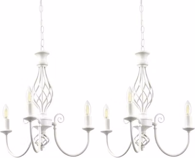 First Choice Lighting Barley Twist Set of 2 Beige 3 Light Suspended Pendants – 1
