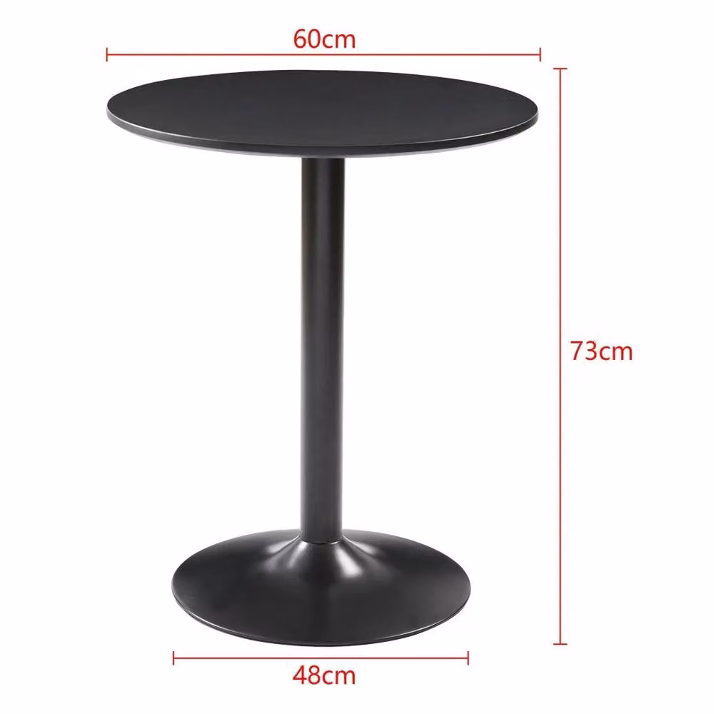 ERGOVEXA Round Dining Table in Black, Diameter: 60 cm, Height: 73 cm – 2