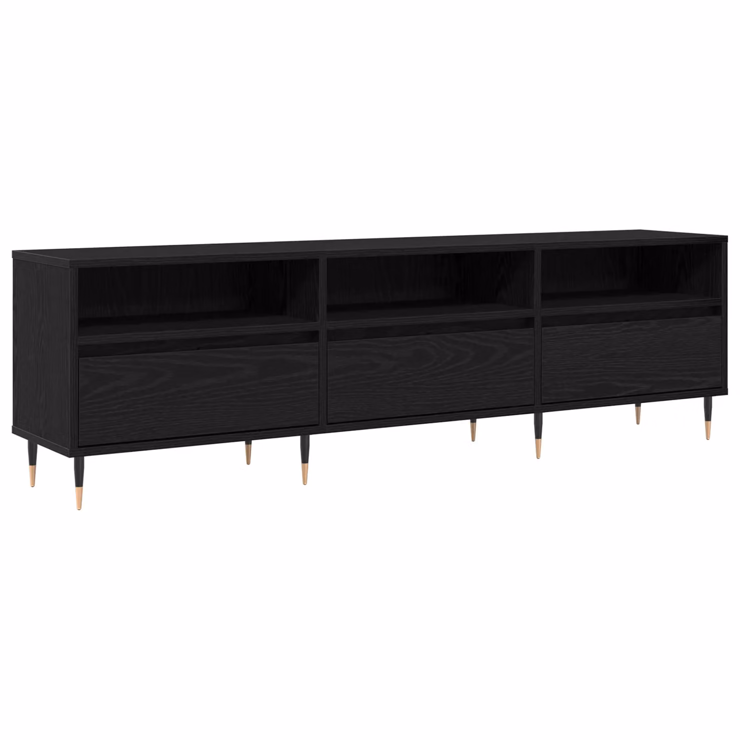 Berkfield Home Modern TV Cabinet in Black Oak, W: 150 cm, D: 30 cm, H: 44.5 cm – 2