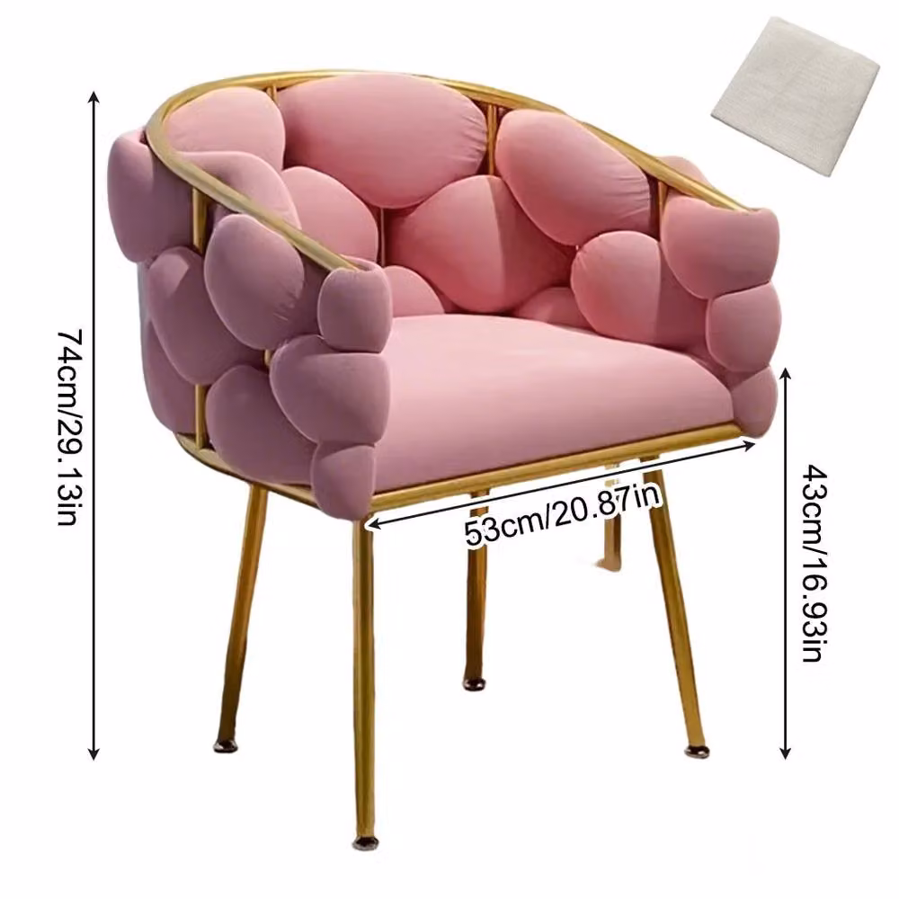 Ventryn Pink Velvet Single Accent Chair with Armrests and Backrest – 2