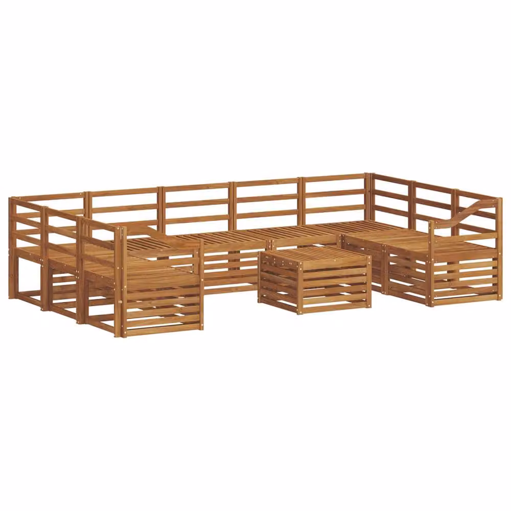 Berkfield Home 10 Piece Sofa Set in Brown Natural Solid Acacia Wood – 2