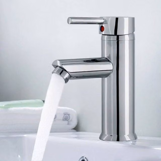 Kelvenix Modern Polished Chrome Brass Bathroom Basin Tap in Silver