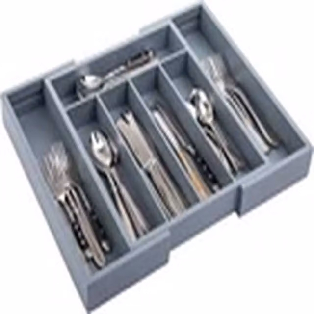 EONLION Expandable Bamboo Cutlery Tray Drawer Organiser, Grey