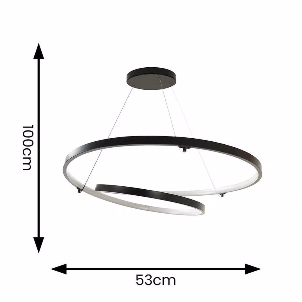EONLION Adjustable Integrated LED Hanging Ring Ceiling Light in Black – 2