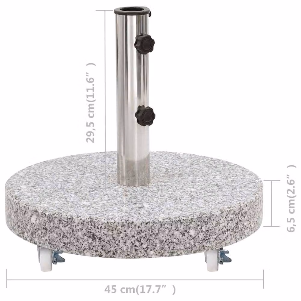 Berkfield Home Round Grey Granite Parasol Base, 30 kg