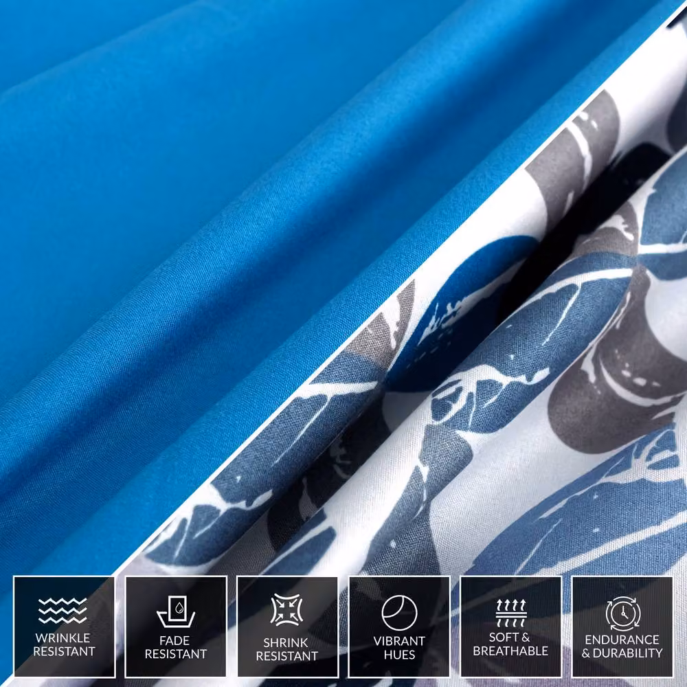 Pamposh Reversible Microfibre Duvet Cover and Pillowcase Set in Blue and White, W: 180 cm, H: 200 cm – 6