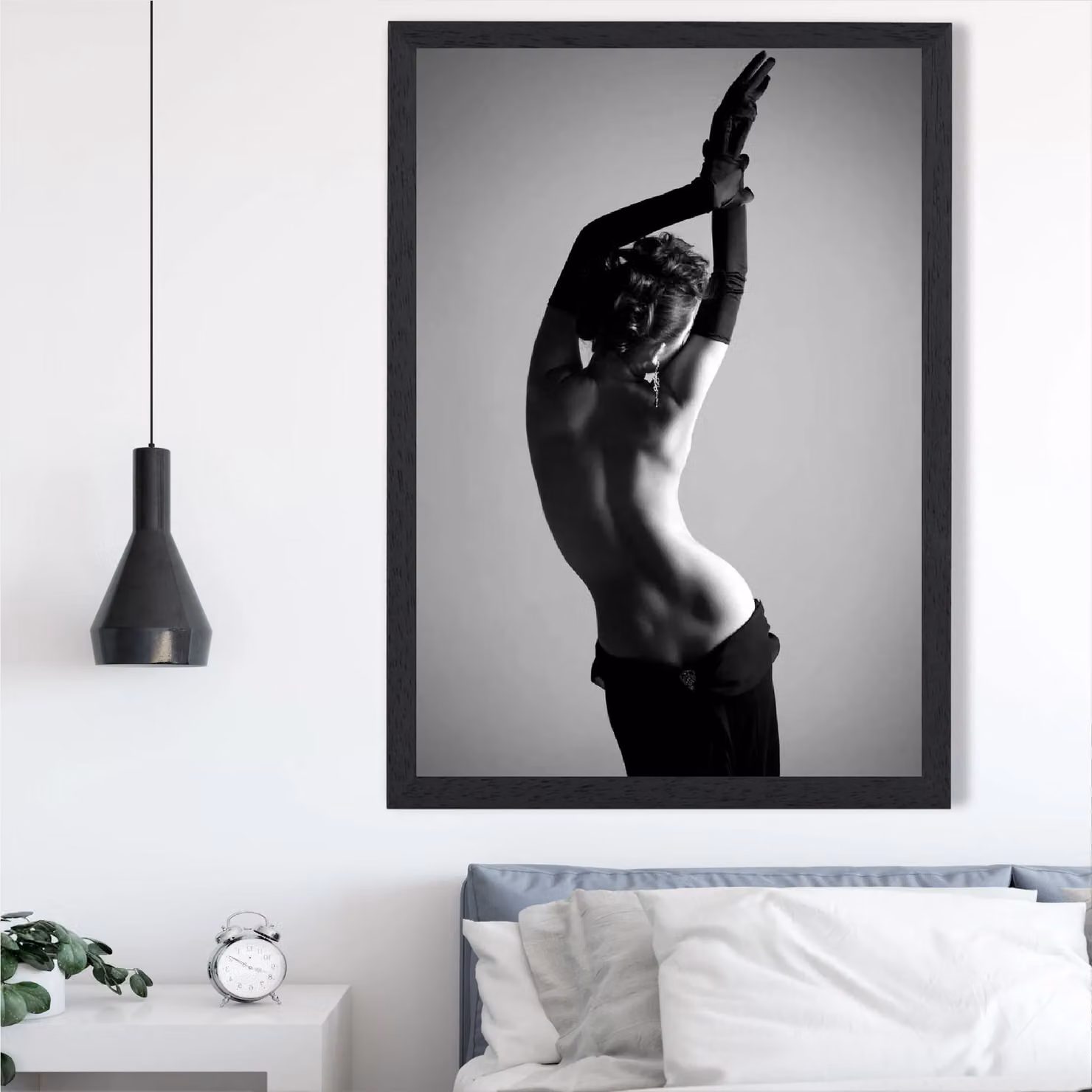 ARTZE Elegant Woman with Gloves Black and White Framed Photo Print – 2