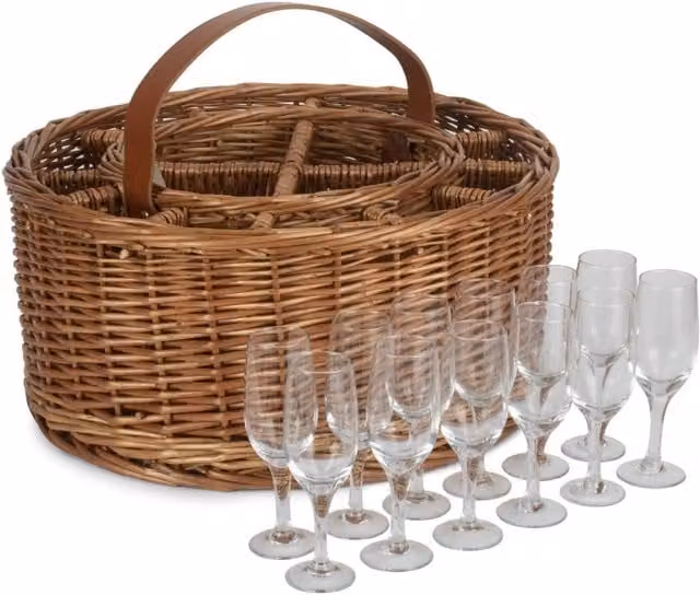 Red Hamper Wicker Garden Party Basket in Brown and Red – 1
