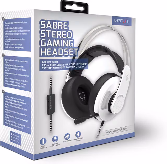 Venom Sabre Multi-Format Over-Ear Gaming Headset in White