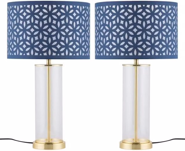 First Choice Lighting Aura Set of 2 Table Lamps in Gold and Blue – 1