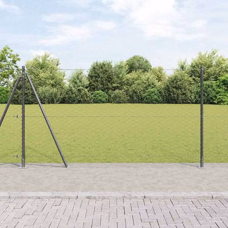 Berkfield Home Grey Steel Hexagon Fence, H: 120 cm x L: 100 m